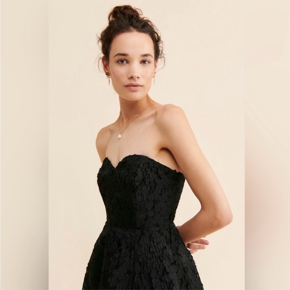 Anthropologie Black Lace Strapless Midi Dress - Picture 3 of 5